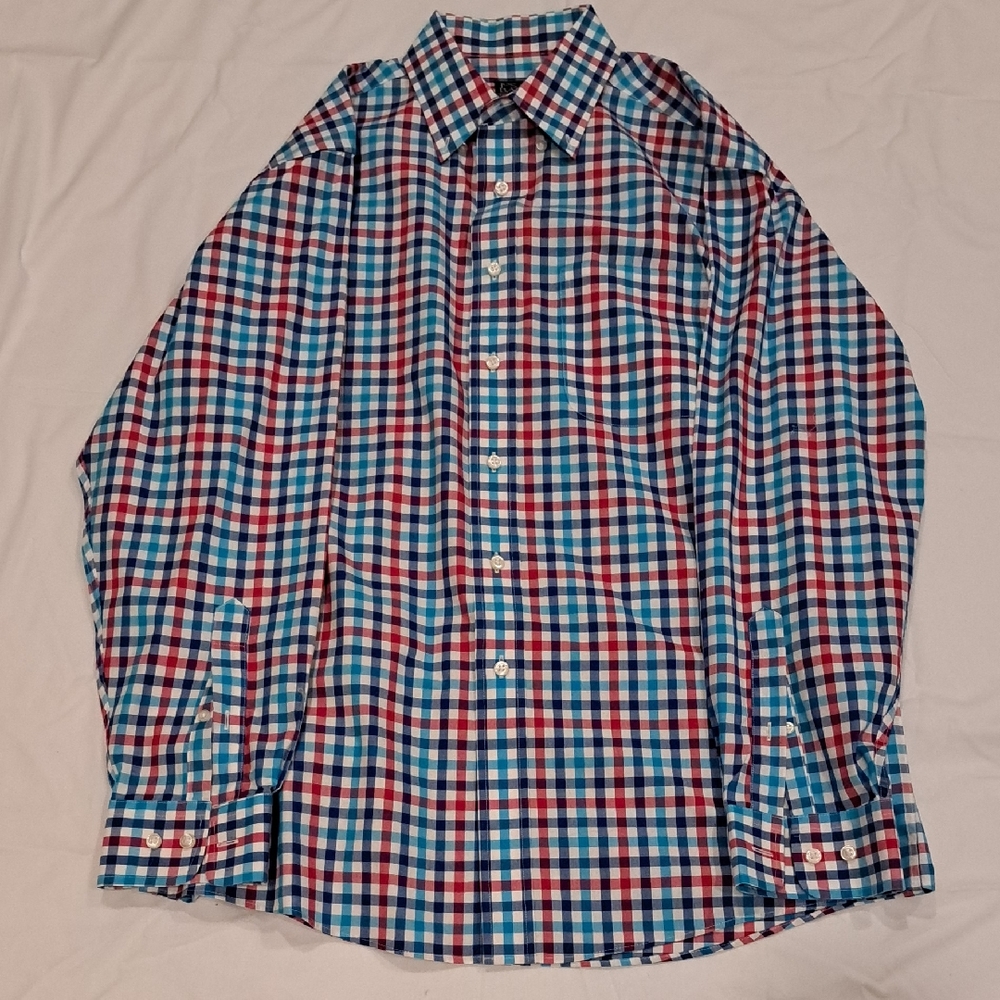 Jos. A. Bank Red and Blue Casual Button Down Shirt